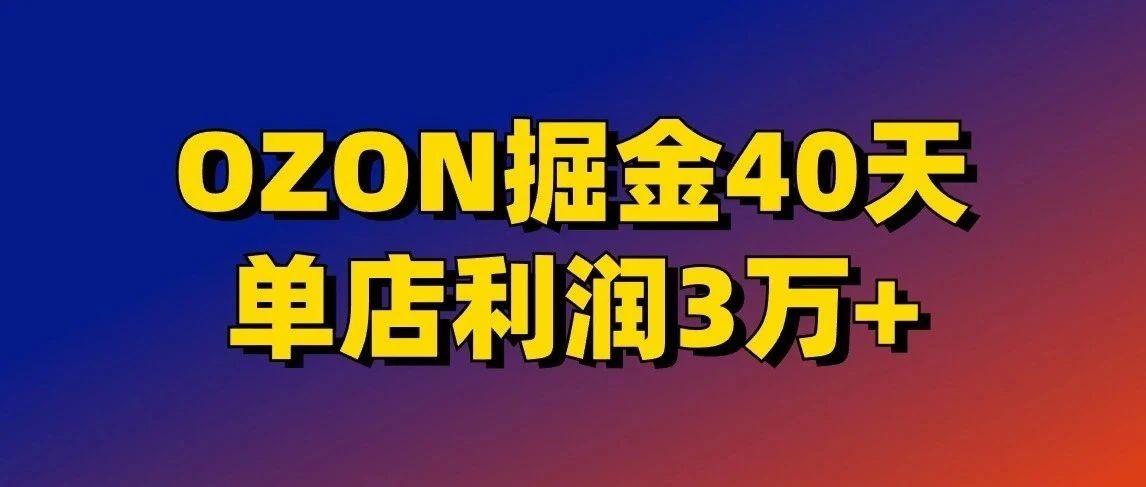 OZON掘金40天，单店利润3万+